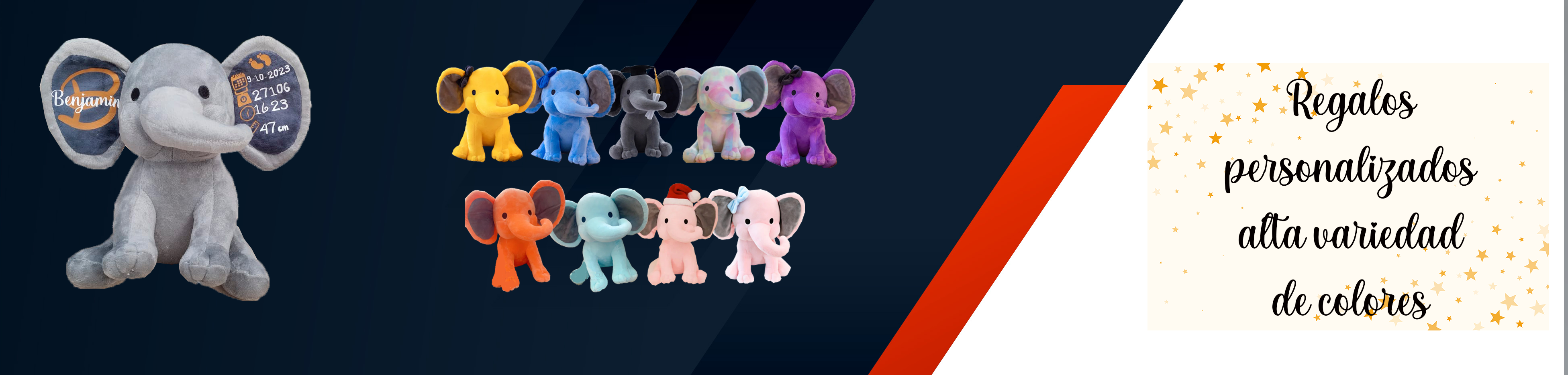 regalos personalizados, elefantes, peluches, regalos bebes.